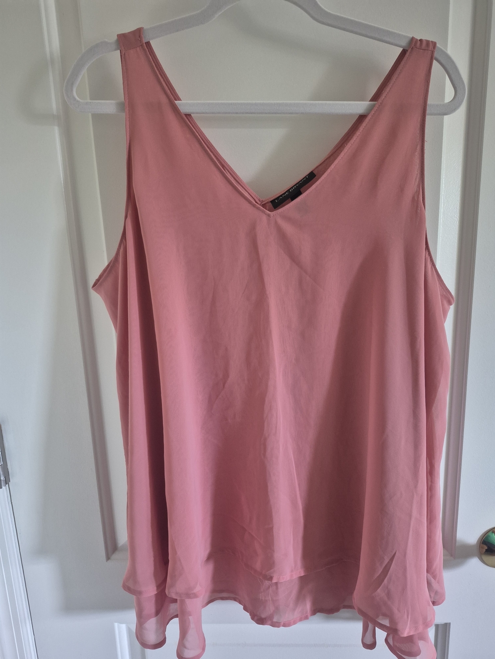 Lane Bryant Pink V-Neck Layered Hem Camisole